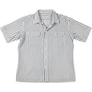 Pierre Cardin Button Up Mens XL Blue Striped Short Sleeve Pocket Casual Shirt